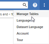 The Manage Tables option on the SuperWEB2 menu