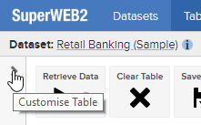 Clicking the Show Customise Table button to show the list of fields