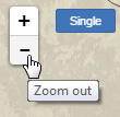 The Zoom control with the mouse pointer hovering over the Zoom out option